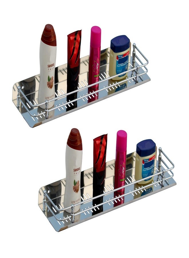 SQUARO Stainless Steel Multi Purpose Bathroom/Shelf/Rack/Kitchen Shelf/Bathroom Accessories (18 Inches) Wall Mount (Piece Of 2) - Image 1